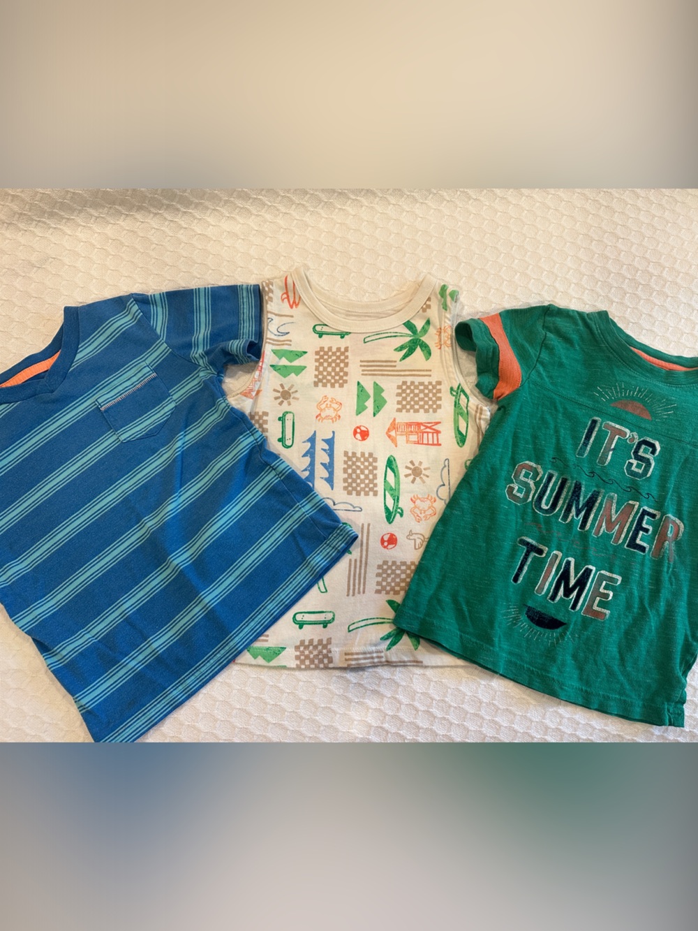 Cat & Jack Boys Blue, White, Green Short Sleeve Tees - 3 Pack